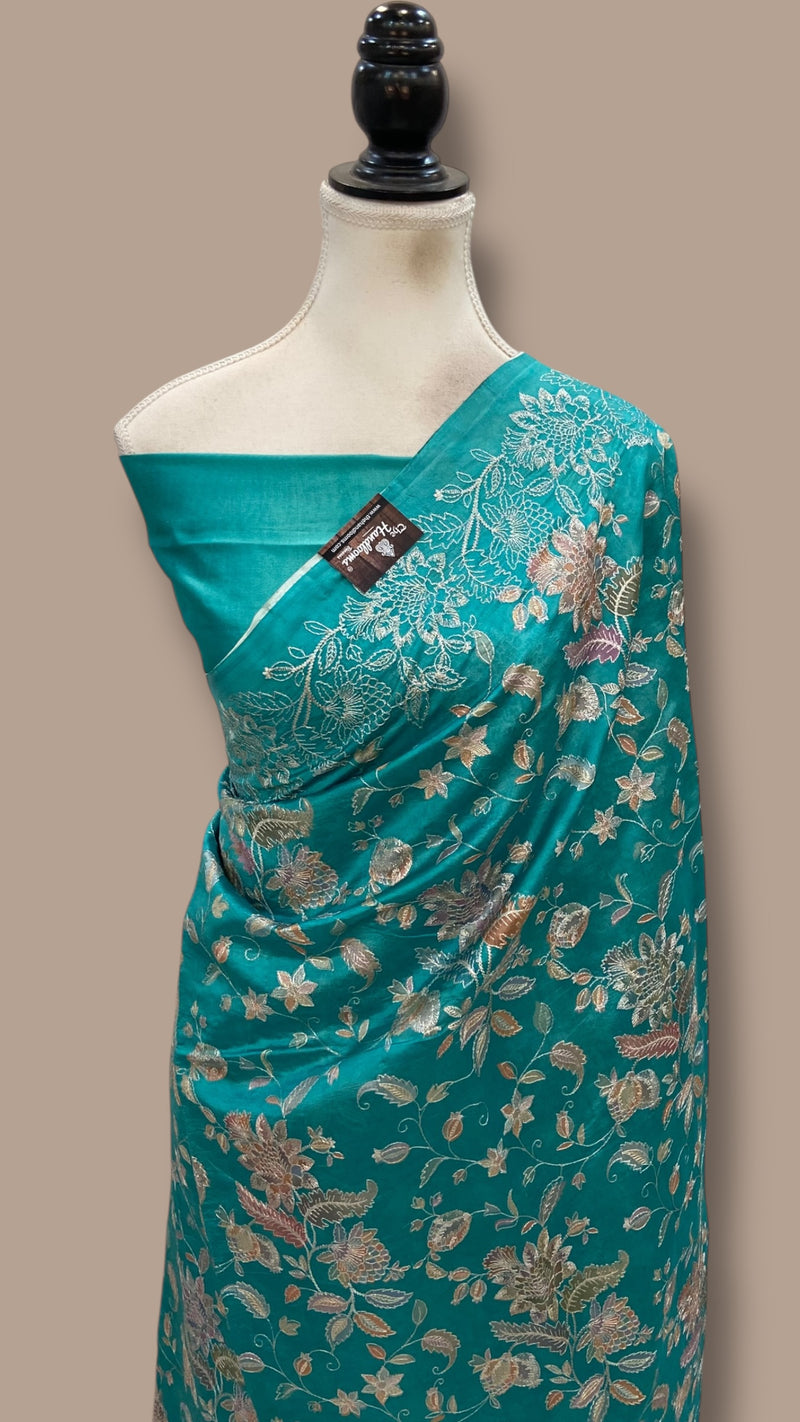 Pure Dupion Silk Handloom Banarasi Saree With Chikankari - The Handlooms