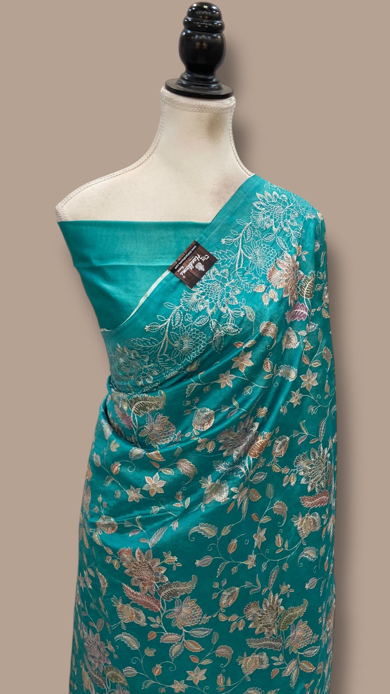 Pure Dupion Silk Handloom Banarasi Saree With Chikankari - The Handlooms