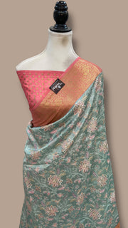 Pure Dupion Silk Handloom Banarasi Saree With Chikankari - The Handlooms
