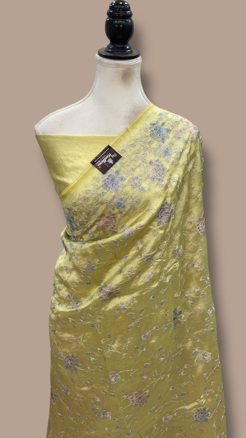 Pure Dupion Silk Handloom Banarasi Saree With Chikankari - The Handlooms