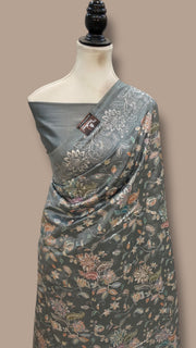 Pure Dupion Silk Handloom Banarasi Saree With Chikankari - The Handlooms