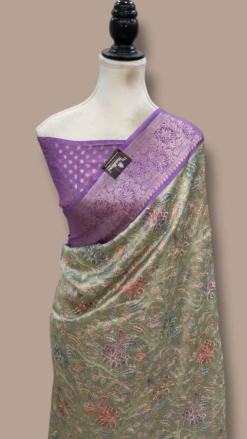 Pure Dupion Silk Handloom Banarasi Saree With Chikankari - The Handlooms