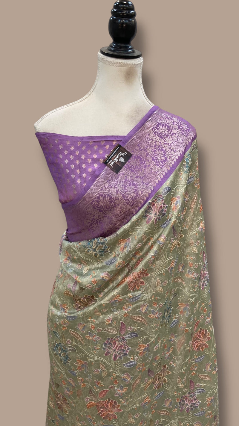 Pure Dupion Silk Handloom Banarasi Saree With Chikankari - The Handlooms