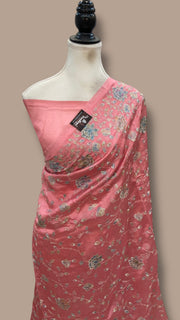 Pure Dupion Silk Handloom Banarasi Saree With Chikankari - The Handlooms