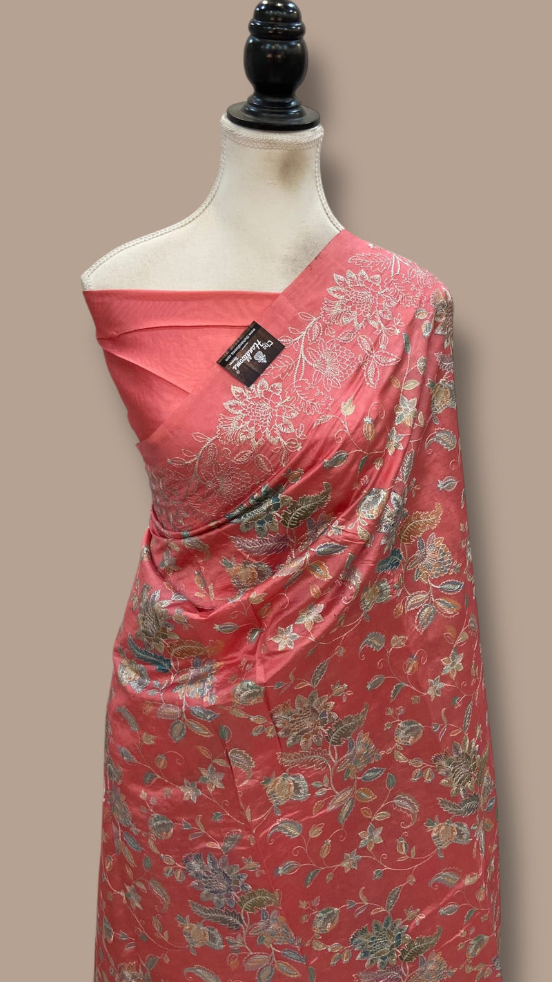 Pure Dupion Silk Handloom Banarasi Saree With Chikankari - The Handlooms