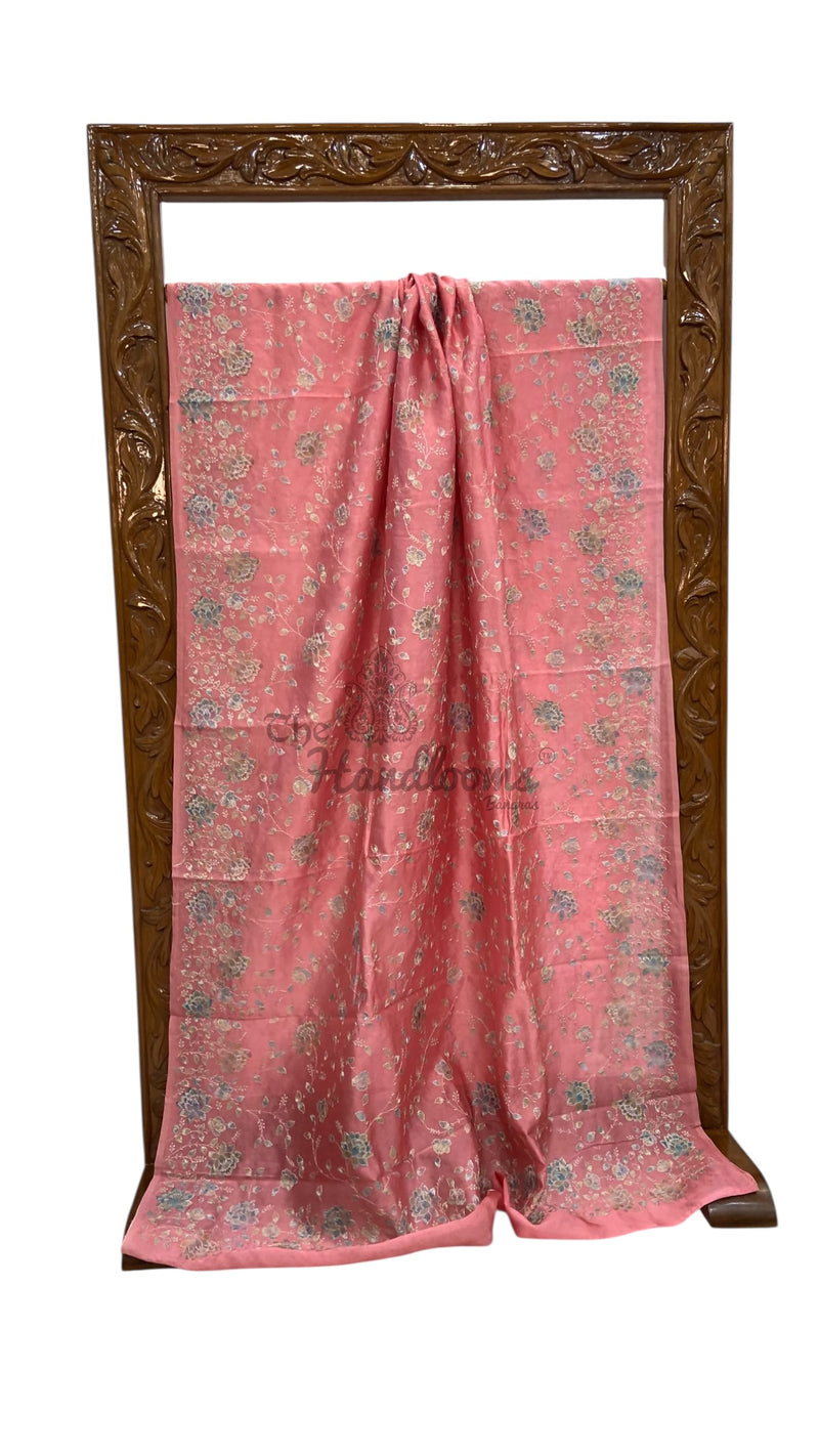 Pure Dupion Silk Handloom Banarasi Saree With Chikankari - The Handlooms