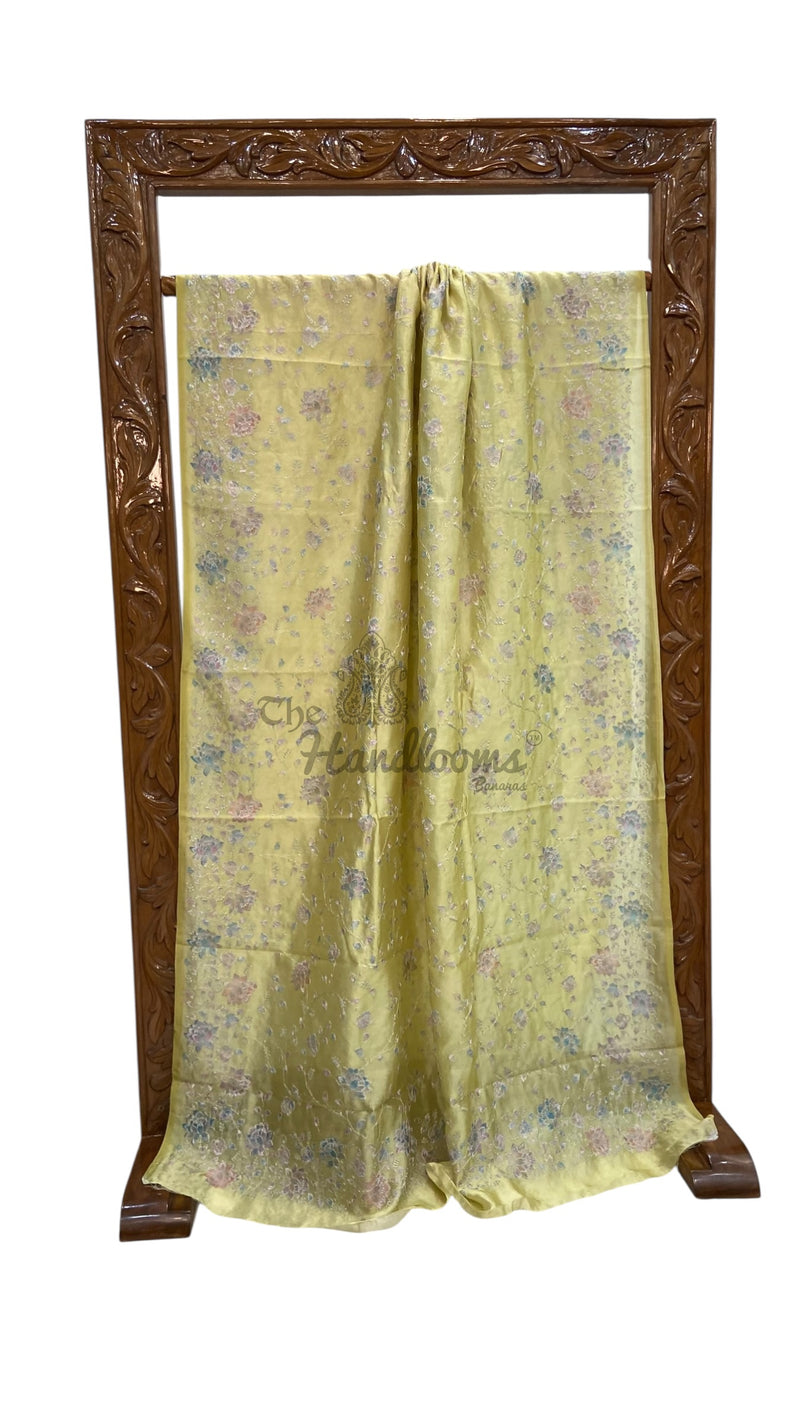 Pure Dupion Silk Handloom Banarasi Saree With Chikankari - The Handlooms