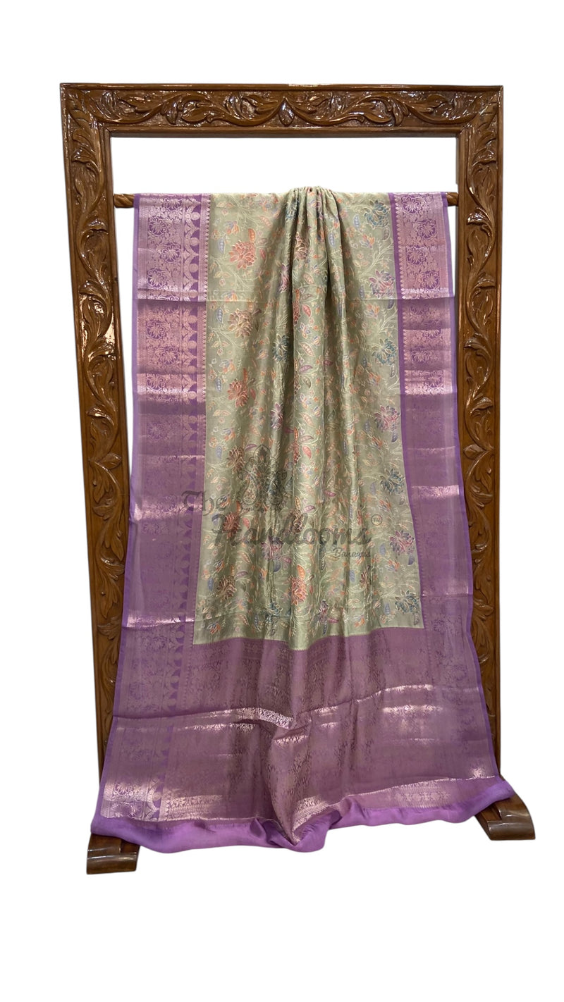 Pure Dupion Silk Handloom Banarasi Saree With Chikankari - The Handlooms