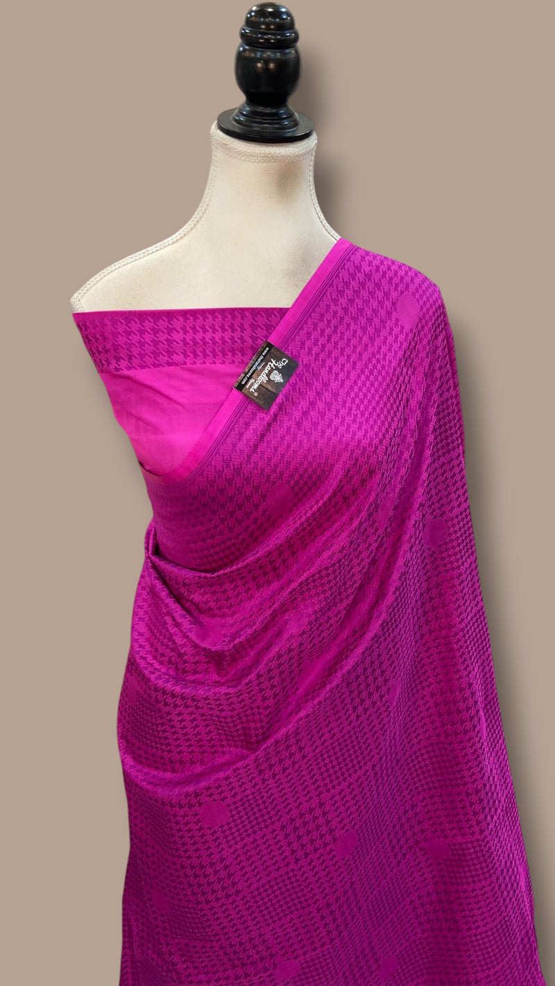 Pure Satin Silk Banarasi Handloom Saree - Handwoven Tanchui Brocade