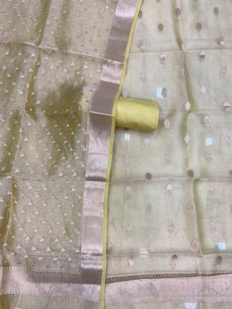 Pure Kora Tissue Handloom Banarasi Dress material - The Handlooms