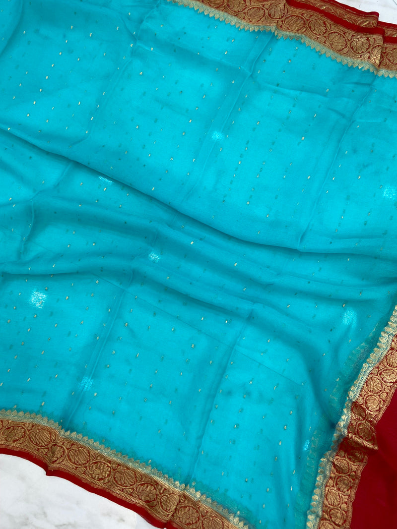 Pure Georgette Dupatta - gold zari - The Handlooms