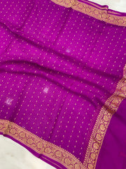 Pure Georgette Dupatta - gold zari - The Handlooms