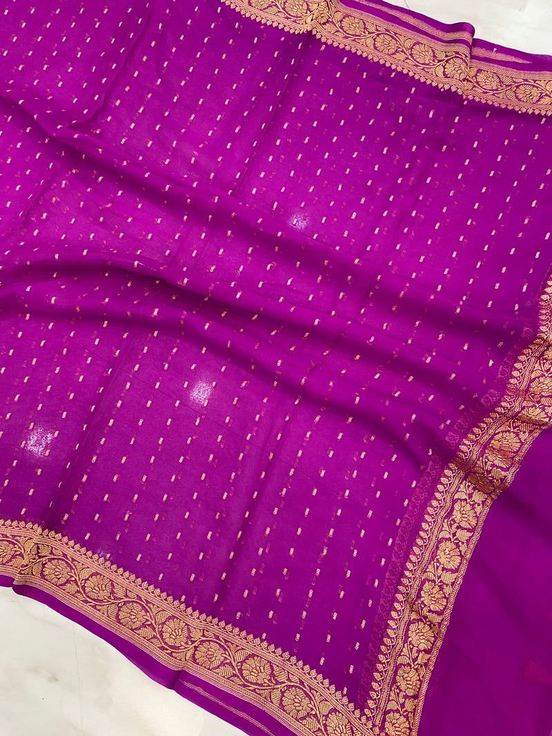 Pure Georgette Dupatta - gold zari - The Handlooms