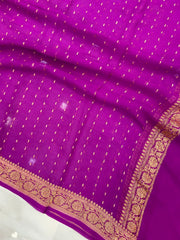 Pure Georgette Dupatta - gold zari - The Handlooms