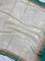 Pure Georgette Dupatta - gold zari - The Handlooms