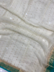 Pure Georgette Dupatta - gold zari - The Handlooms