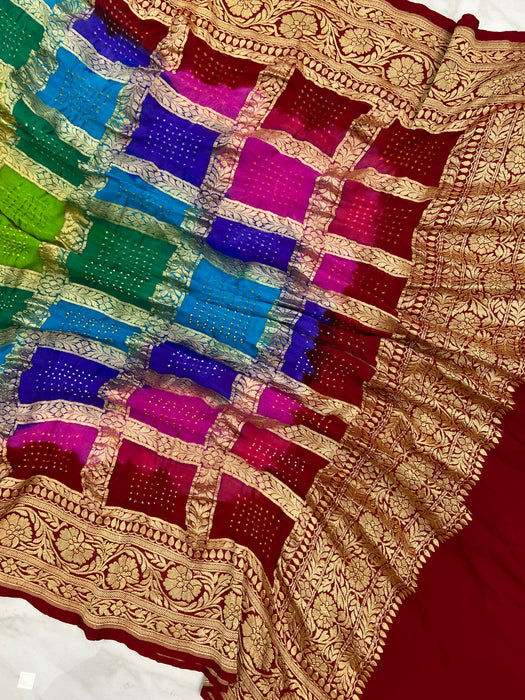 Pure Georgette Banarasi Bandhej Handloom Dupatta