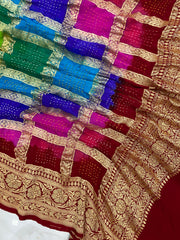 Pure Georgette Banarasi Bandhej Handloom Dupatta - The Handlooms