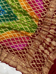 Pure Georgette Banarasi Bandhej Handloom Dupatta - The Handlooms