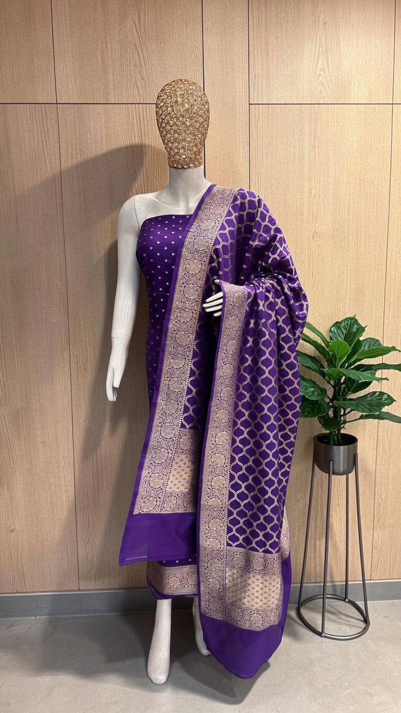 Pure Katan Silk Handlooms Banarasi Dress Material