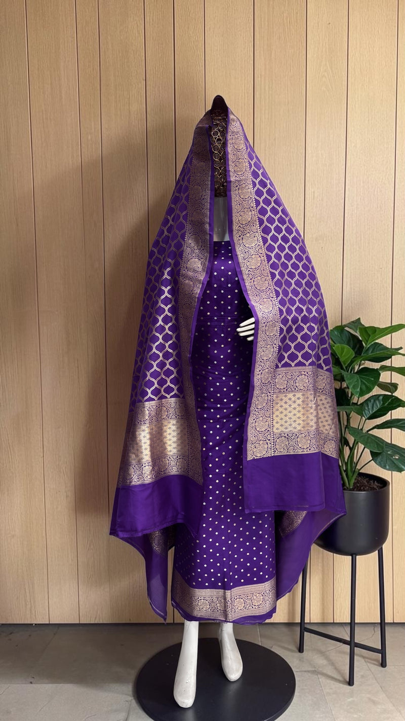 Pure Katan Silk Handlooms Banarasi Dress Material