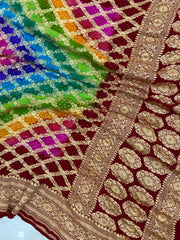 Pure Georgette Banarasi Bandhej Handloom Dupatta - The Handlooms