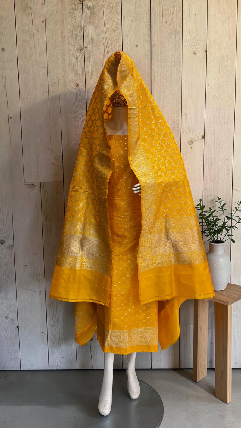 Pure Katan Silk Handlooms Banarasi Dress Material