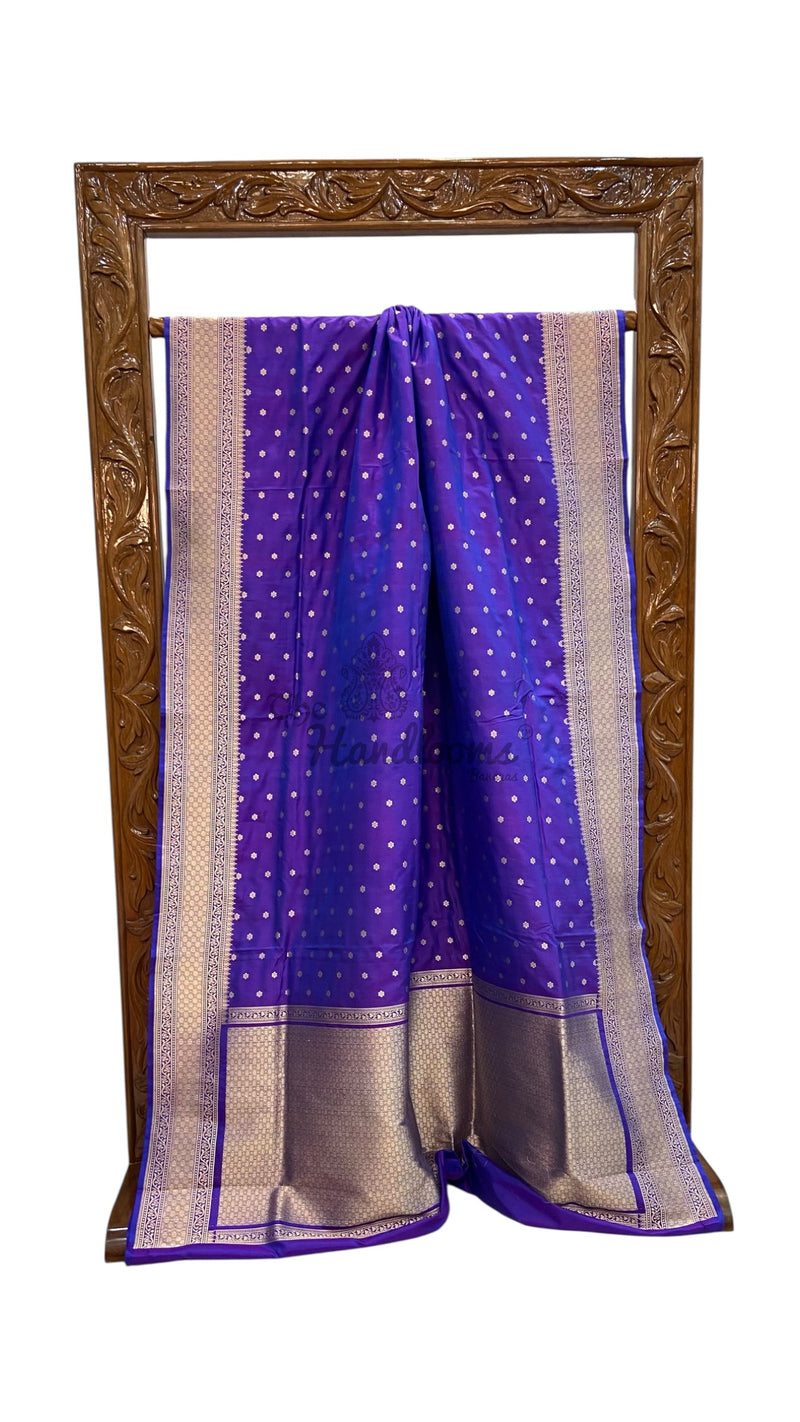 Pure Katan Silk Banarasi Handloom Saree - All Over Motifs - The Handlooms