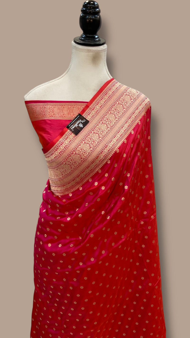 Pure Katan Silk Banarasi Handloom Saree - All Over Motifs - The Handlooms