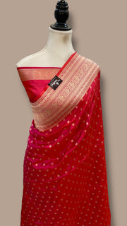 Pure Katan Silk Banarasi Handloom Saree - All Over Motifs - The Handlooms
