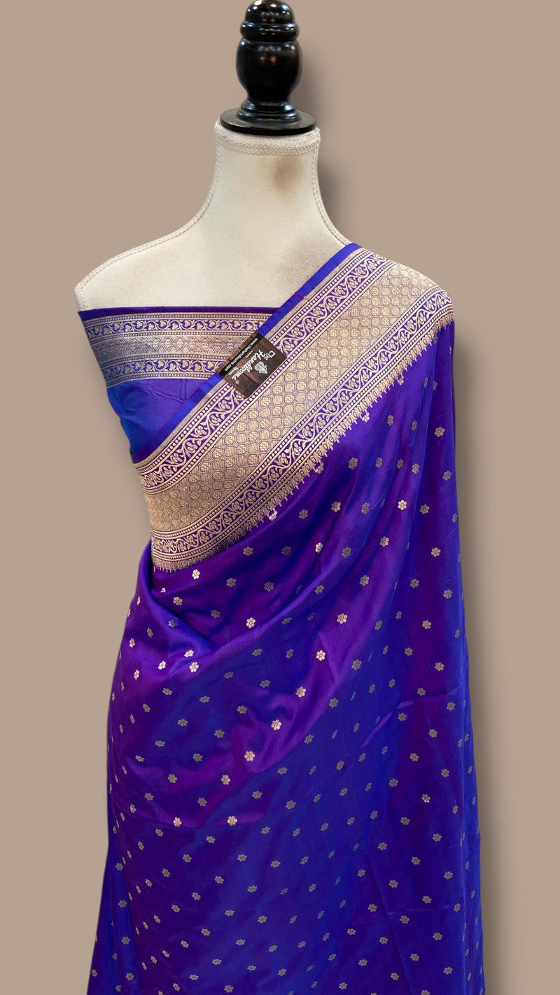 Pure Katan Silk Banarasi Handloom Saree - All Over Motifs - The Handlooms