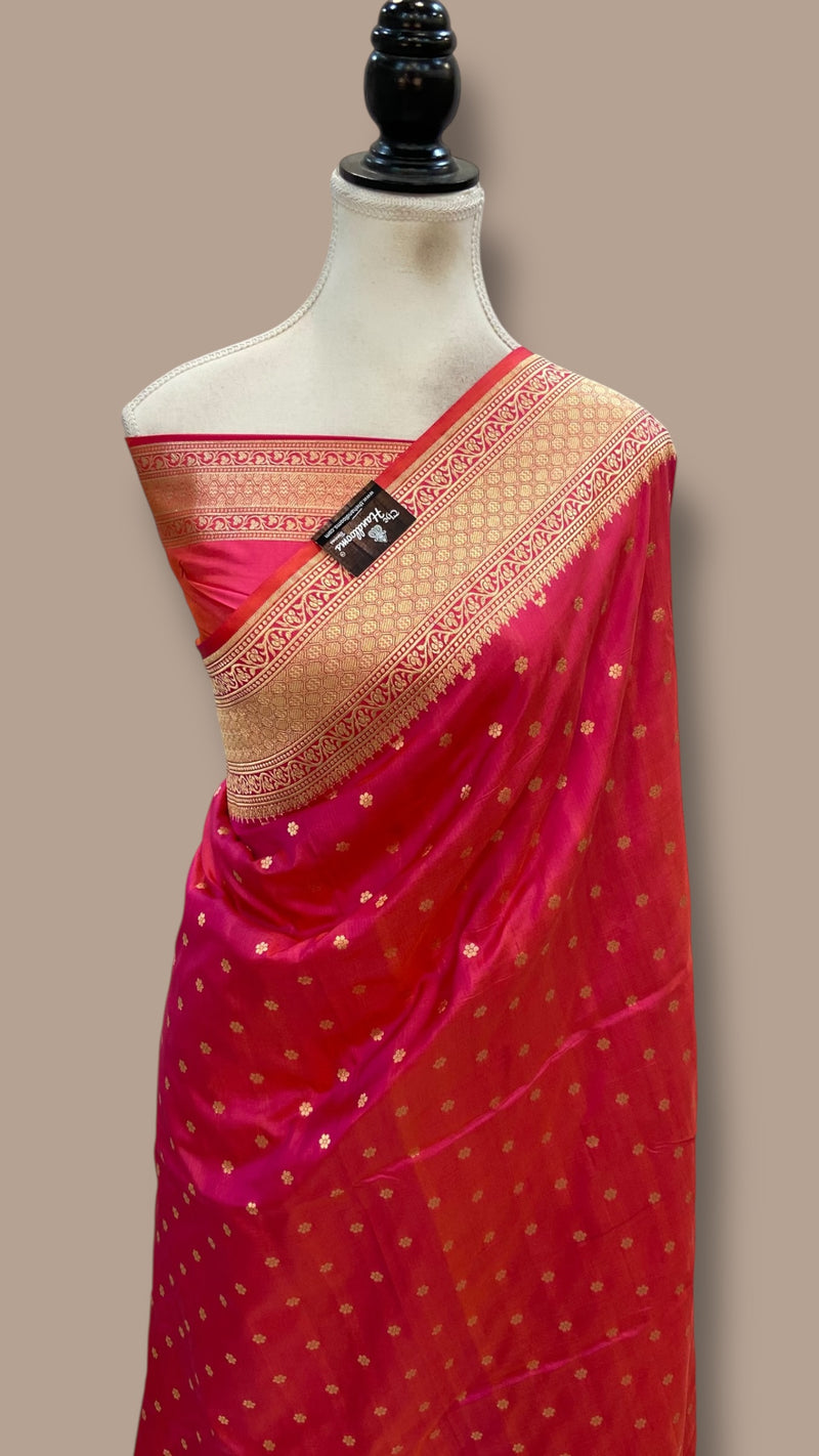 Pure Katan Silk Banarasi Handloom Saree - All Over Motifs - The Handlooms