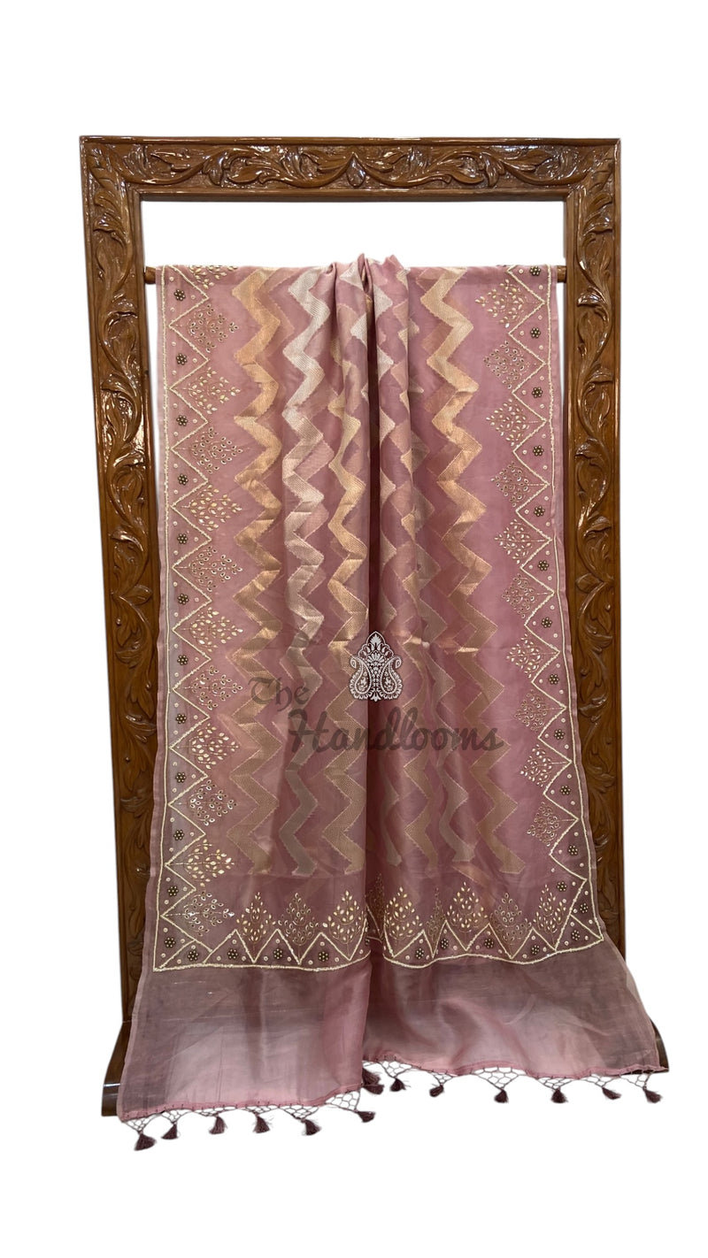Pure Kora Silk Handloom Banarasi Saree - Handwork