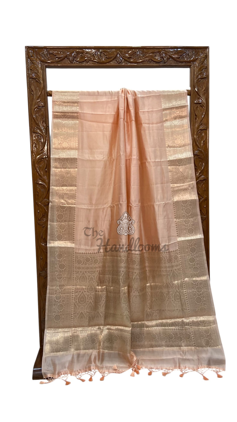 Peach Pure Silk Banarasi Saree