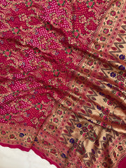 Pure Georgette Banarasi Bandhej Handloom Dupatta - The Handlooms