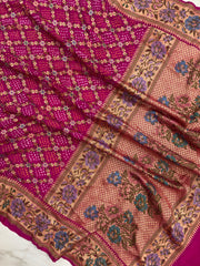 Pure Georgette Banarasi Bandhej Handloom Dupatta - The Handlooms