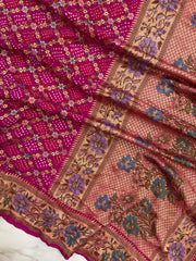 Pure Georgette Banarasi Bandhej Handloom Dupatta - The Handlooms