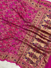 Pure Georgette Banarasi Bandhej Handloom Dupatta - The Handlooms