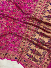 Pure Georgette Banarasi Bandhej Handloom Dupatta - The Handlooms