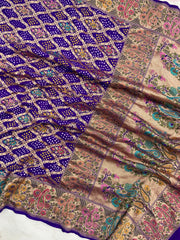 Pure Georgette Banarasi Bandhej Handloom Dupatta - The Handlooms