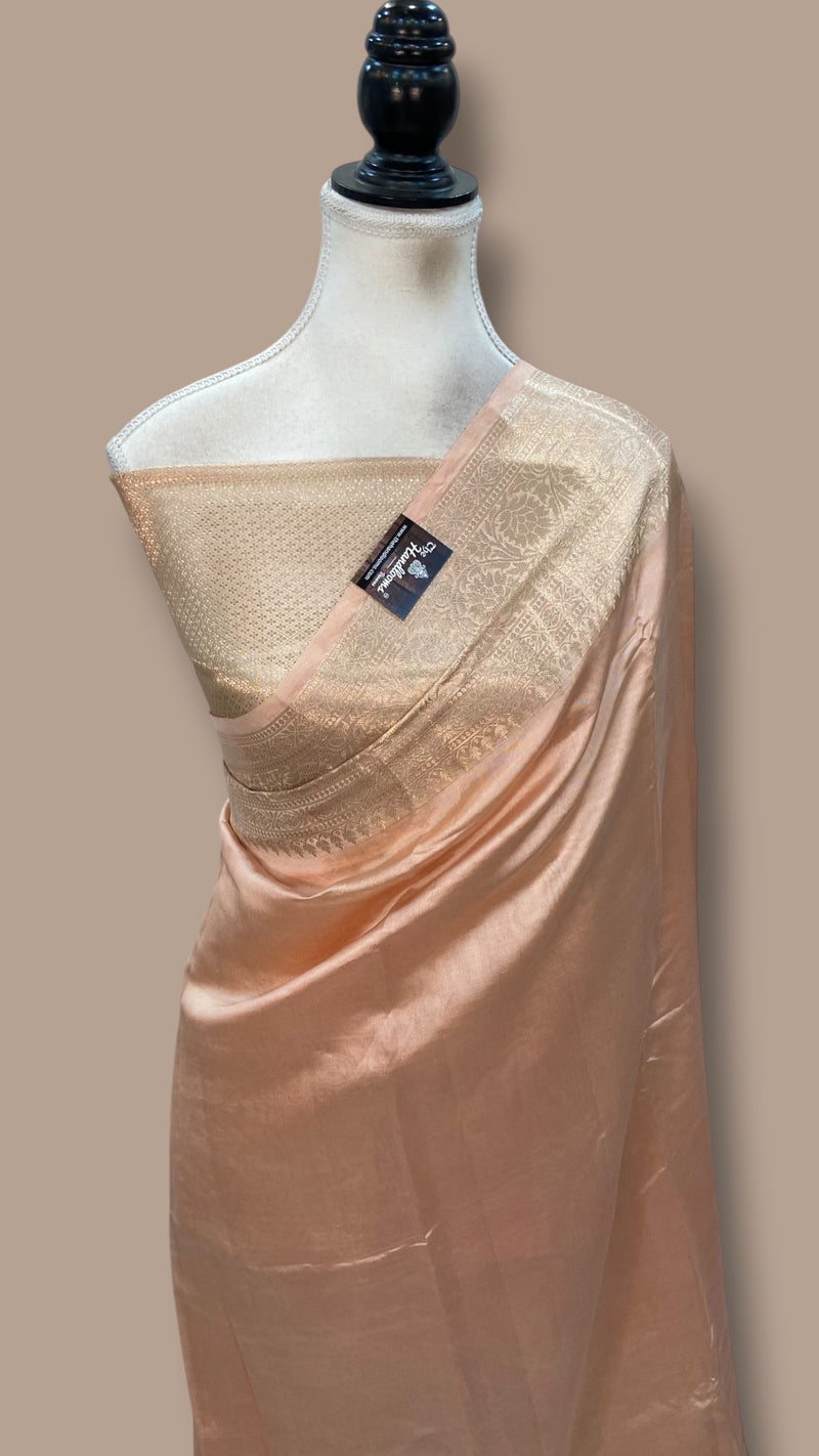 Peach Pure Silk Banarasi Saree