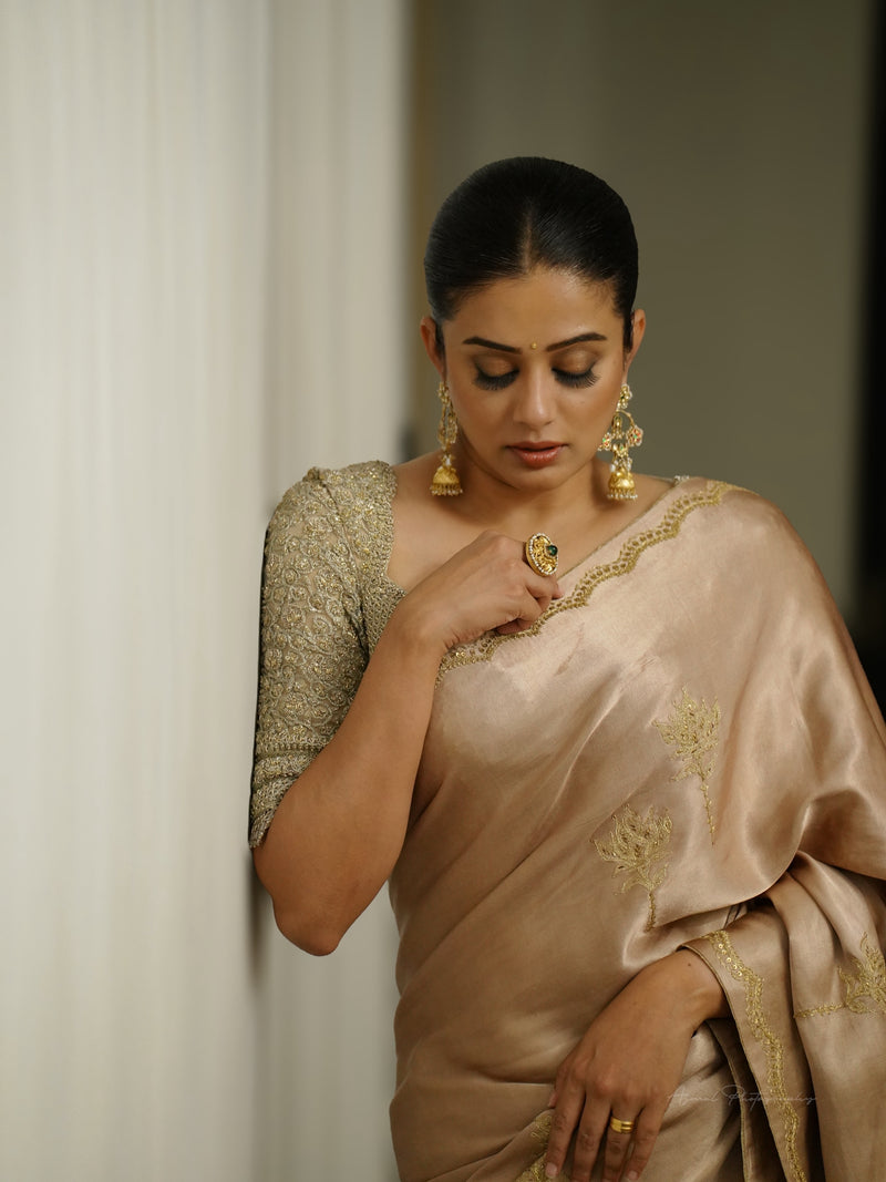 Priya Mani Raj in Pure Katan Silk Banarasi Handloom Saree - Handwork