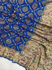 Pure Georgette Banarasi Bandhej Handloom Dupatta - The Handlooms