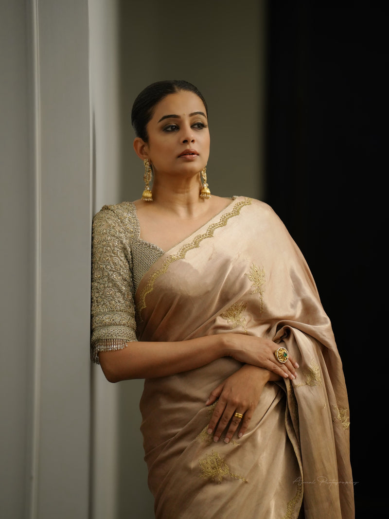 Priya Mani Raj in Pure Katan Silk Banarasi Handloom Saree - Handwork