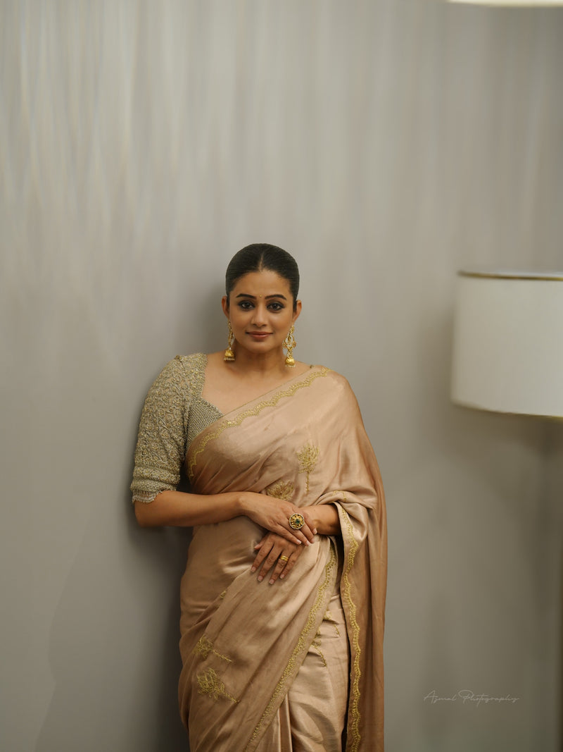 Priya Mani Raj in Pure Katan Silk Banarasi Handloom Saree - Handwork