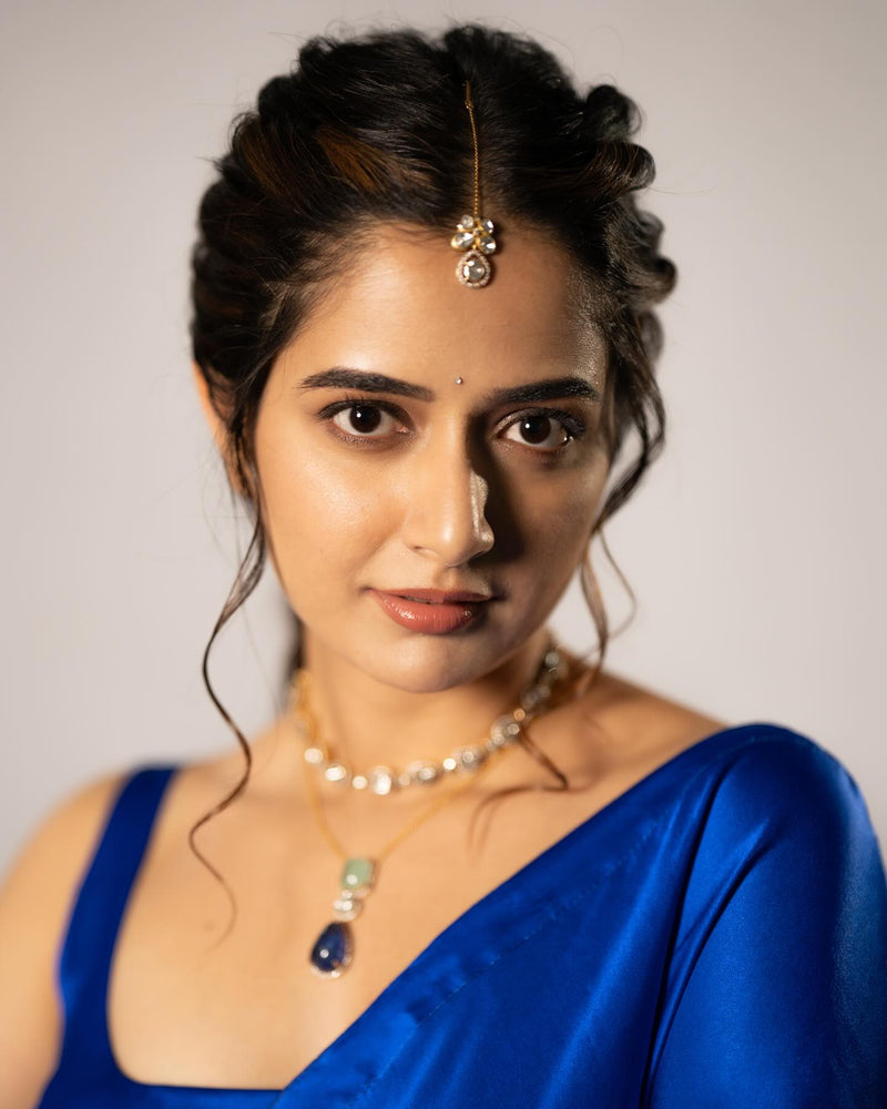 Ashika Ranganath in Pure Katan Silk Banarasi Handloom Saree - Plain