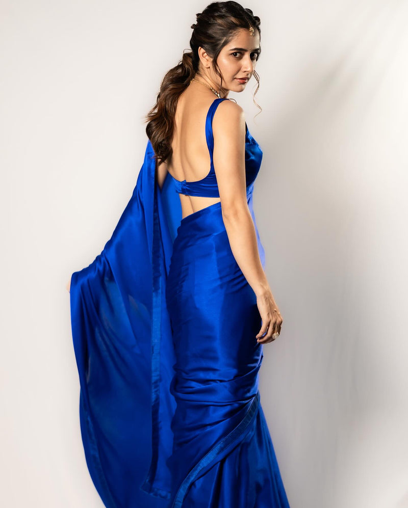 Ashika Ranganath in Pure Katan Silk Banarasi Handloom Saree - Plain