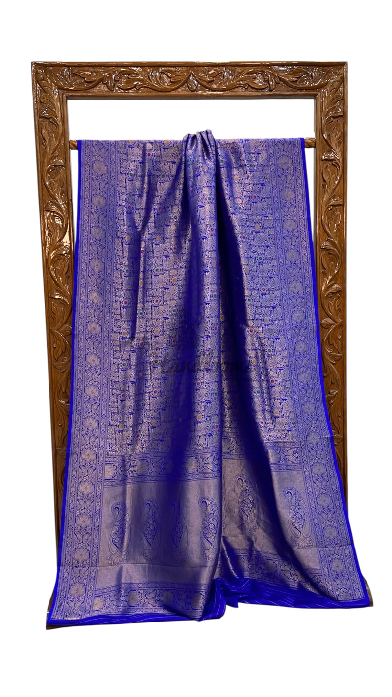 Regal Pure Katan Silk Banarasi Saree – Handwoven Tanchui Brocade - The Handlooms