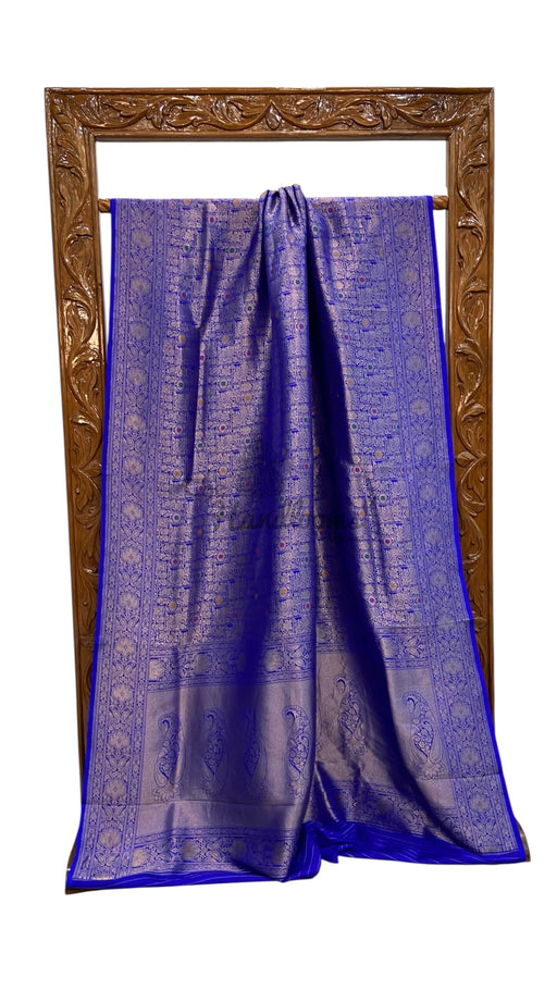 Regal Pure Katan Silk Banarasi Saree – Handwoven Tanchui Brocade - The Handlooms