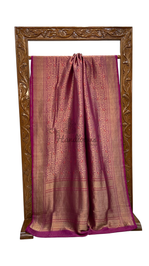 Regal Pure Katan Silk Banarasi Saree – Handwoven Tanchui Brocade - The Handlooms